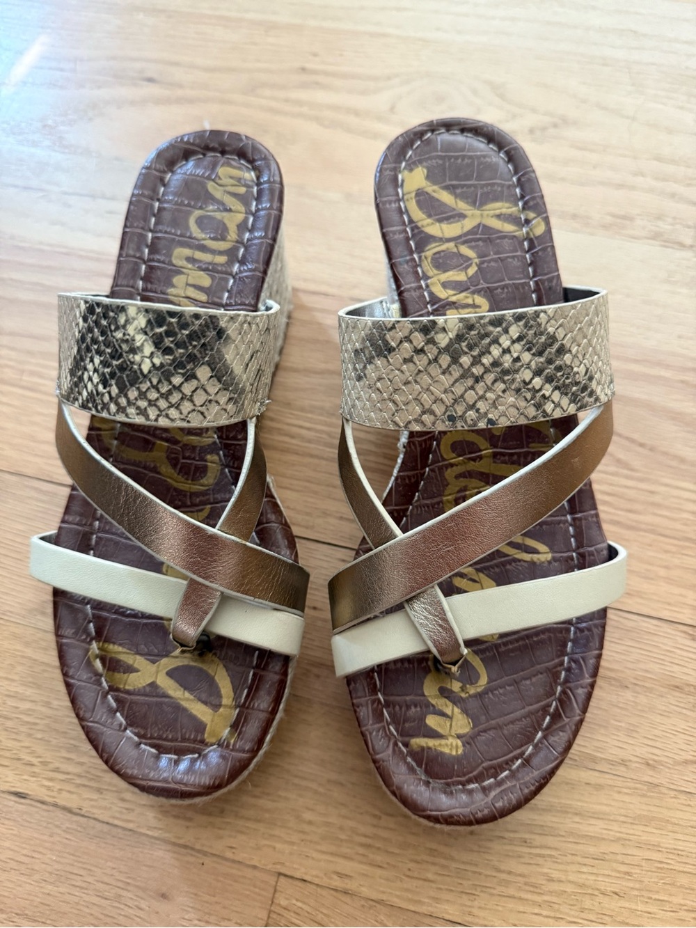 Sam Edelman Size 7 Snakeskin strap wedge Sandal